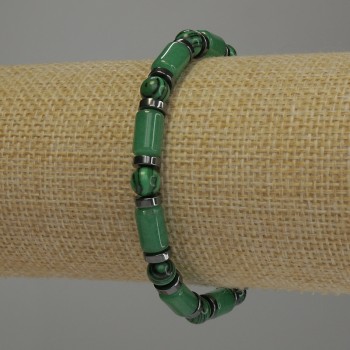 Náramek Mix hladkých kuliček, průměr 6 mm, rondely 6×2 mm, cylindry 10×6 mm, délka 18 cm, elastický