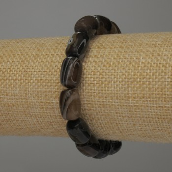 Náramek z achátu barilového tvaru 14×10 mm, délka 18 cm, elastický