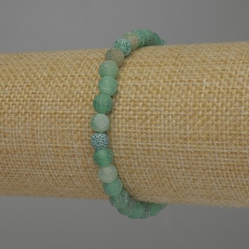 Náramek «Mrazivý achát», hladké kuličky, průměr 6 mm ±, délka 18 cm, elastický