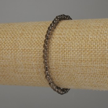 Náramek z kouřového topazu – hladká korálka o průměru 4 mm, délka 18 cm, elastický