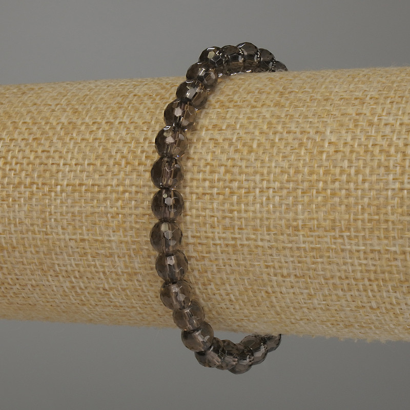 Náramek z kouřového topazu – broušená kulička, průměr 6 mm, délka 18 cm, elastický