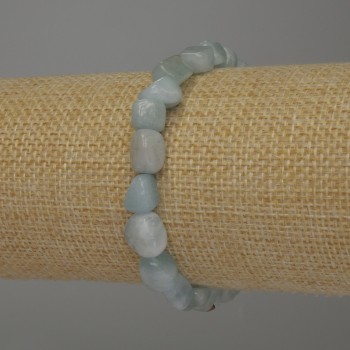 Náramek z akvamarínu galetové korálky, průměr 8–9×7 mm, délka 18 cm, elastické