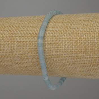 Náramek z akvamarínu – rondel, průměr 4×2,5 mm, délka 18 cm, elastický