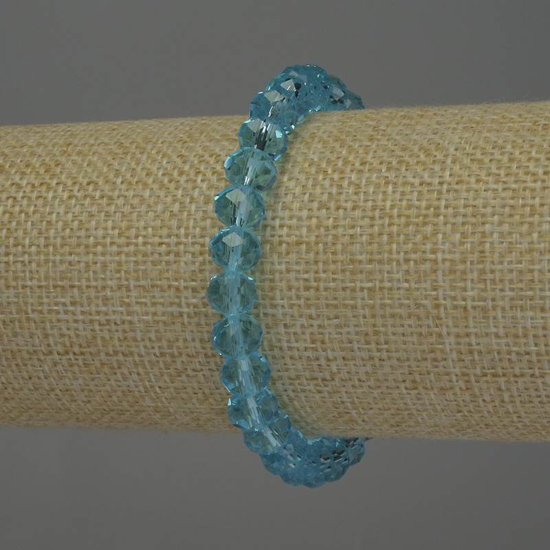 Náramek z českého křišťálu, broušené rondely, průměr 8×6 mm, délka 18 cm, elastický