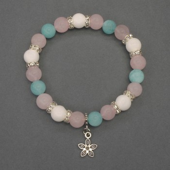 Náramek «Assorti» hladké kuličky, průměr 8 mm ± s kovovými vsadkami, délka 18 mm ± na gumičce