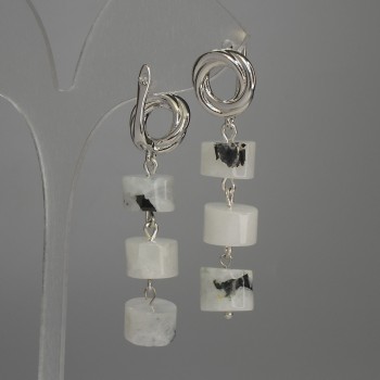 Сережки Адуляр рондель, діаметр 10х7мм+-, довжина 50мм+