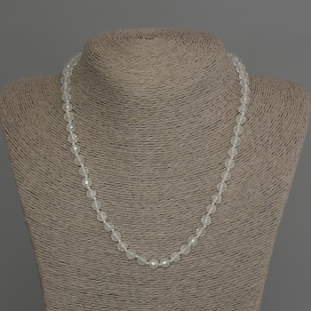 Náhrdelník z topazu a horského křišťálu – brusované kuličky, průměr 6 mm ±, délka 45 cm ± se zapínáním