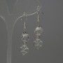 Náušnice z horského křišťálu, víceúhelníky, průměr 10×8 mm ±, čtyřlístek 10 mm ±, délka 44 mm ±