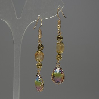 Náušnice z citrínu, facettovaný kubus