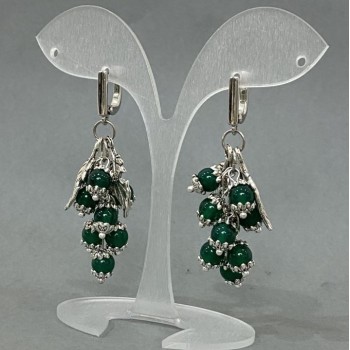 Náušnice Hrozen kočičího oka, korálky 6 mm, délka cca 57 mm