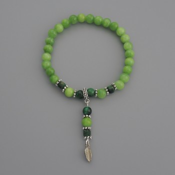 Náramek z akrylátových hladkých korálků, průměr 6 mm +- Kočičí oko korálek 5 mm +- kostka 4 mm +-, délka 18 cm+