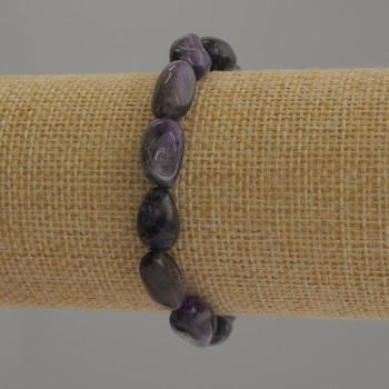 Náramek z ametistu, facettované korálky, rozměry 14 × 9 mm, délka 18 cm ±, elastický