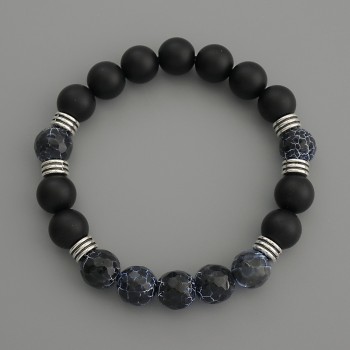 Náramek Assort – hladké a broušené korálky, průměr 10 mm ±, délka 18 cm elastický