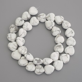 Korálky z kaholongu ve tvaru srdce, průměr 12×12 mm, na niti, délka 39 cm+