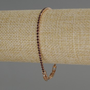 Náramek Xuping pozlacený 18K s červenými kamínky, tloušťka 2,0 mm, délka 17–19 cm