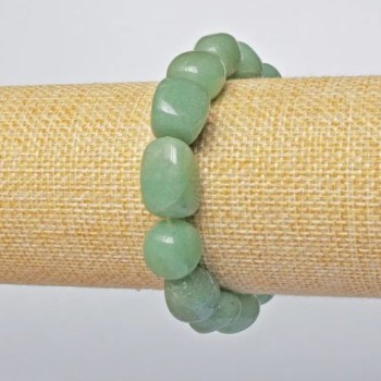 Náramek z přírodního nefritu, broušené korálky, průměr 13×14 mm, délka 18 cm +/- (elastický)
