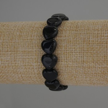 Náramek z achátu, přírodního kamene, ve tvaru srdcí, průměr 12×12 mm, délka 18 cm, elastický