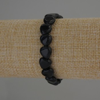 Náramek z achátu, tvar srdce, přírodní kámen, průměr 10×10 mm, délka 18 cm, elastický