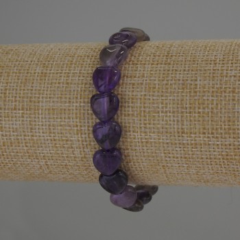 Náramek z ametystu ve tvaru srdce, průměr 10×10 mm, délka 18 cm, elastický