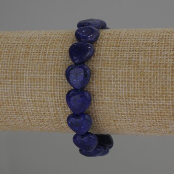 Náramek z lazuritu ve tvaru srdce, průměr 12×12 mm ±, délka 18 cm, elastický