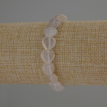 Náramek z achátu, přírodní kámen, ve tvaru srdce, průměr 10×10 mm, délka 18 cm, elastický