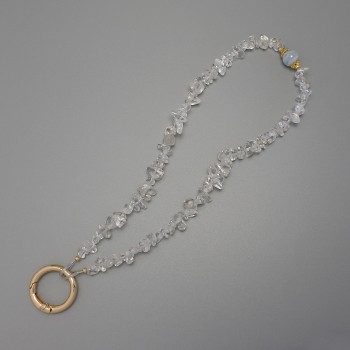 Přívěšek na klíče z horského křišťálu – zrnko 4–8×2–5 mm, kroužek o průměru cca 24 mm, délka cca 22 cm