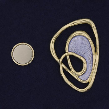 Magnetická brož Akcent, fialovo-zlatý kov, 37×54 mm