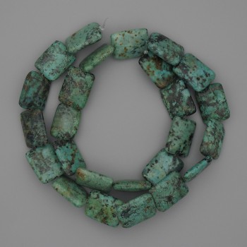 Korálky africké tyrkysové – obdélníkové, rozměry 15–18×12 mm, na niti, délka 40 cm +