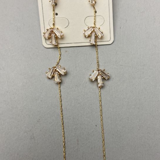Náušnice Xuping s bílými krystaly, délka 9,5 cm ± pozlacení 18K
