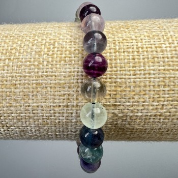 Náramek z fluoritu, přírodní kámen, hladká korálka, průměr 8 mm ±, délka 18 cm ± (gumičkový)