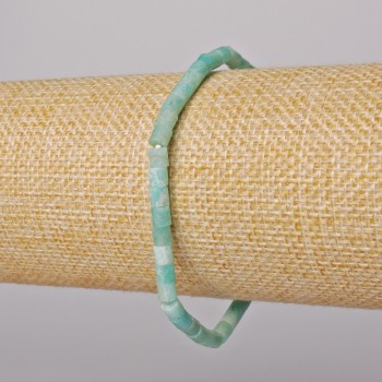 Náramek z amazonitu, broušený, průměr 4×4 mm, délka 18 cm, elastický