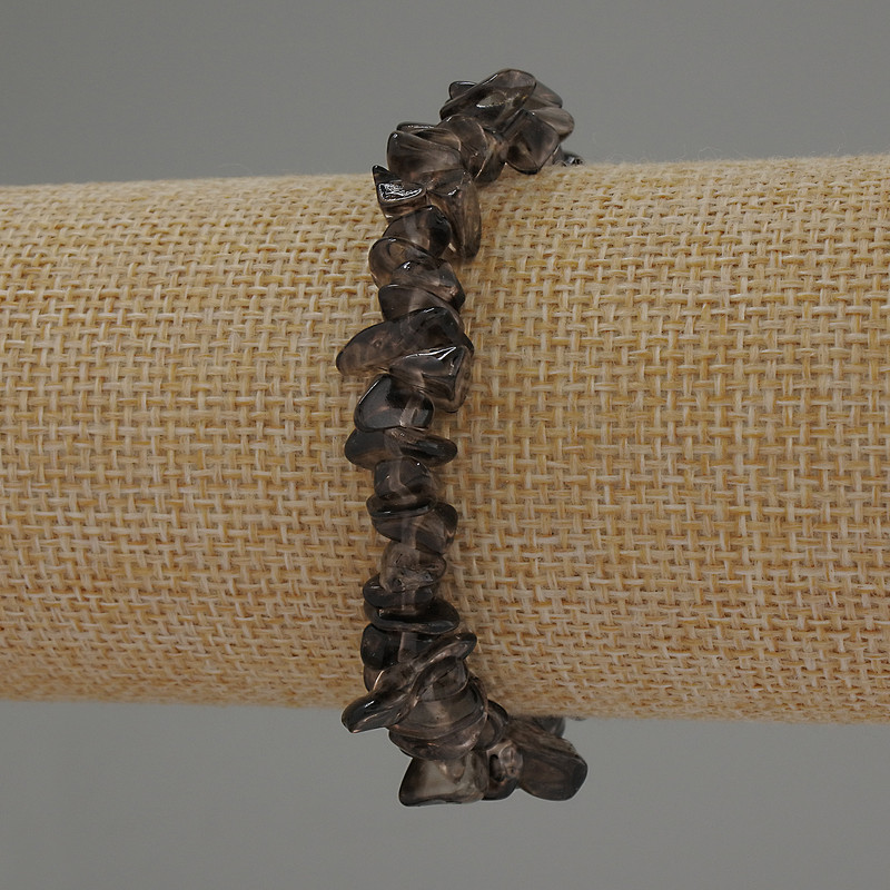 Náramek z kouřového topazu drť, průměr 7–10×2–4 mm, délka 18 cm, elastický