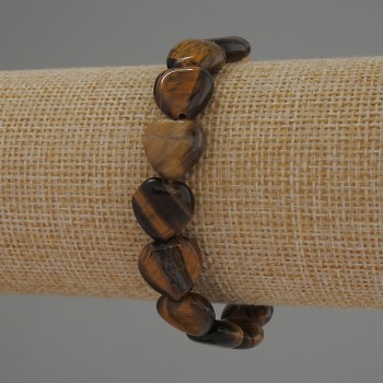 Náramek z tygřího oka ve tvaru srdce, průměr korálků 12 mm, délka 18 cm, elastický