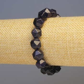 Náramek aventurín modrý písek, syntetický kámen, víceúhelníkové korálky, průměr 11×11 mm, délka 18 cm, elastický
