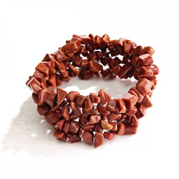 Náramek na gumičce z aventurínu (syntetický) „Zlatý písek“ kamenná drť