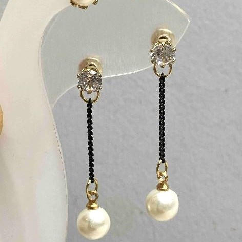 Dvojité peckové náušnice Perlinka 6 mm ±, s krystalem a perlou 7,5 mm ±, délka 38 mm ±