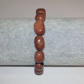 Náramek z aventurínu Zlatý písek, barilkové korálky na gumičce 10×14 mm, obvod 18 cm