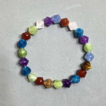 Náramek mix broušených rhombíků 8×8 mm ±, délka 18 cm (elastický)