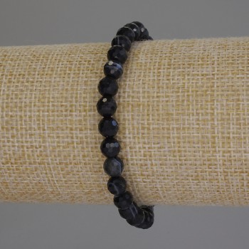 Náramek z achátu – facettované kuličky, průměr 6 mm, délka 18 cm, na gumičce