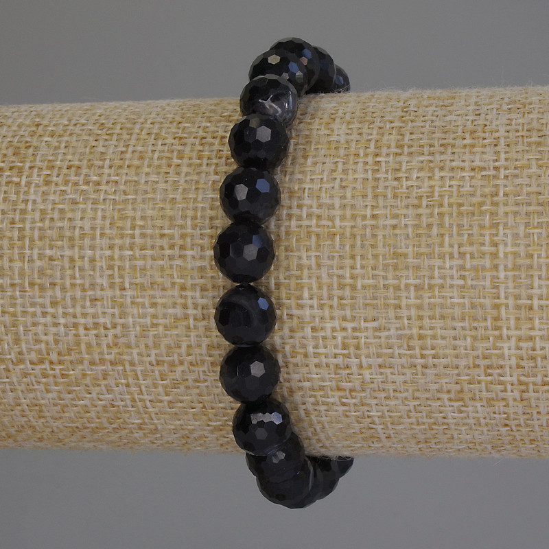 Náramek z achátu, broušené korálky, průměr 8 mm, délka 18 cm, elastický