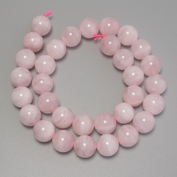 Korálky madagaskarského růžového křemene – hladká kulička, průměr 12,5 mm, délka 39 cm