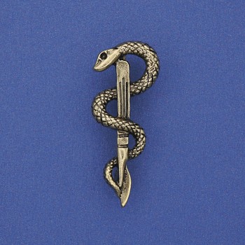 Brož Had zlatistý kov 37×15 mm+