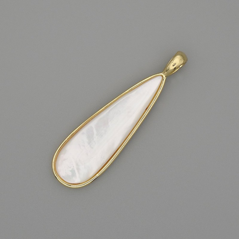 Přívěsek Perleťová kapka 40×11 mm ± zlatý kov