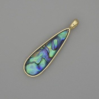 Přívěsek Haliotis Kapka 40×11 mm ± zlatistý kov
