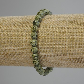 Náramek ze serpentinitu s hladkými korálkami o průměru 6 mm ±, délka 18 cm ± (elastický)