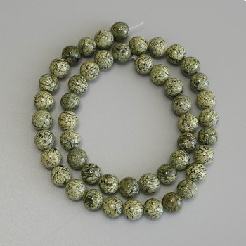 Korálky ze serpentinitu – hladké kuličky 8 mm, délka 39 cm, na niti
