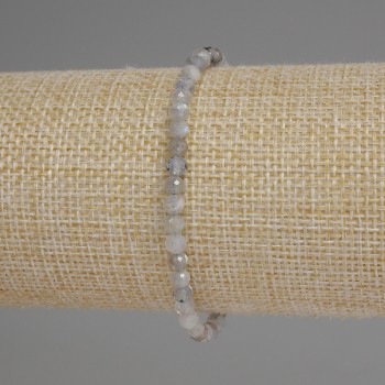 Náramek z labradoritu, broušené kuličky o průměru 4 mm, délka 18 cm, elastický