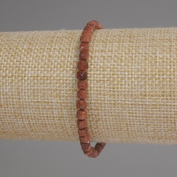 Náramek z aventurinu 'Zlatý písek', broušené kostky, průměr 4 mm, délka 18 cm, elastický