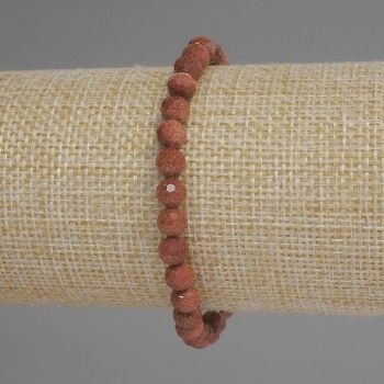 Náramek z aventurínu Zlatý písek – brusované kuličky, průměr 6 mm ±, délka 18 cm ±, elastický