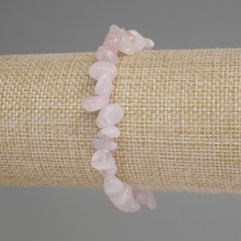 Náramek z růžového křemene – drobné úlomky, průměr 6–9×3–5 mm, délka 18 cm, elastický